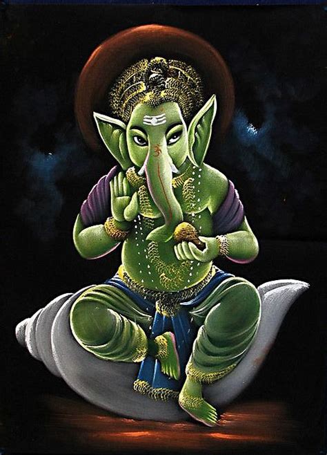 Lord Ganesha Sitting On A Conch
