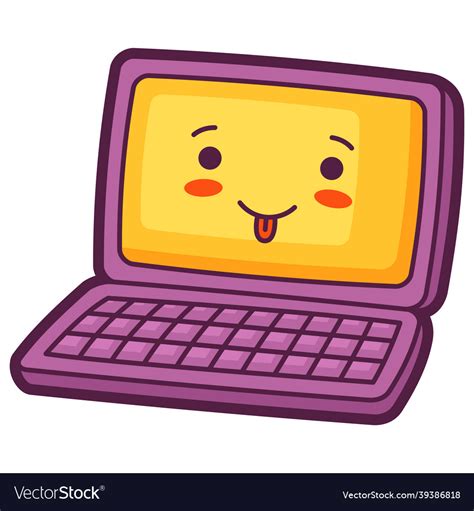Laptop In Cartoon Style Cute Royalty Free Vector Image