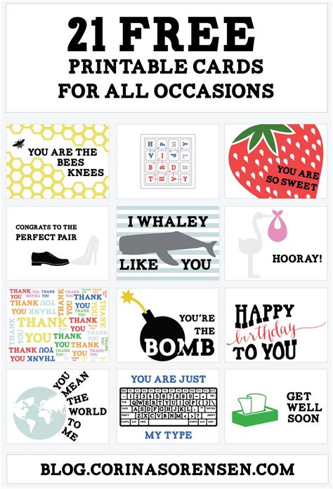 Yet another big plus with printable is the fact that some websites continuously relieve new models. Printable Cards For All Occasions (Corina's Corner) | Printable cards, Free printable cards ...