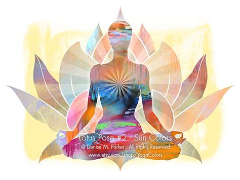 Yoga Art Lotus Pose 2 Sun Colors Large Yoga Etsy Yoga Art Yoga Art