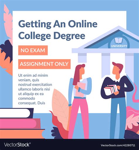 Getting Online College Degree Education Studies Vector Image