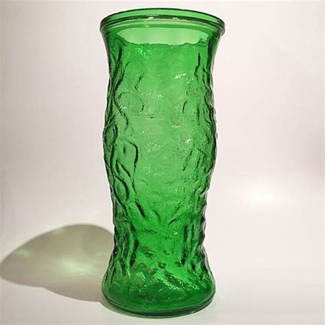 Vintage Hoosier Emerald Green Textured Glass Vase No Etsy