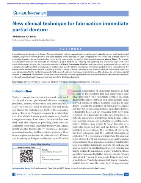Dentaduras parciales y dentaduras completas, incluidas prótesis inmediatas. (PDF) New clinical technique for fabrication immediate ...