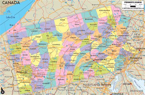 Pennsylvania Counties State Wall Map By Compart The M