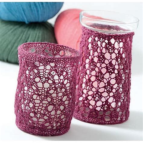 Diy knit sweater candle holders. Knitting Patterns Galore - Lacy Candle Holders