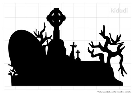 Free Halloween Graveyard Stencil Stencil Printables Kidadl