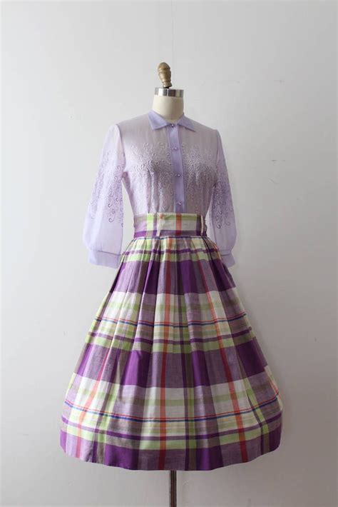 clearance vintage 1940s skirt 40s plaid cotton skirt etsy canada