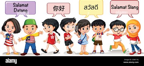 Children From Different Coutries Saying Hello Stock Vector Image And Art
