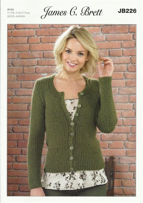Knit cabled ladies sweaters with these latest styles. James C Brett Ladies Cardigan Aran Knitting Pattern JB226