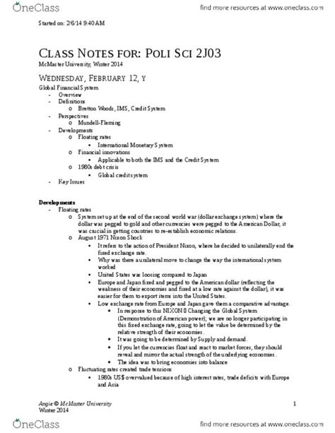Class Notes For Polsci 2j03 At Mcmaster University Oneclass