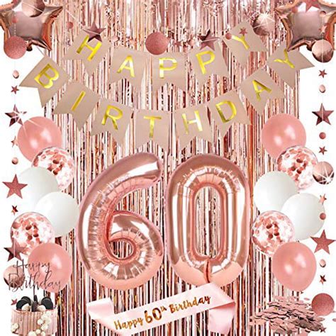 60th Birthday Decorations For Women Happy Birthday Banner Cake Topper