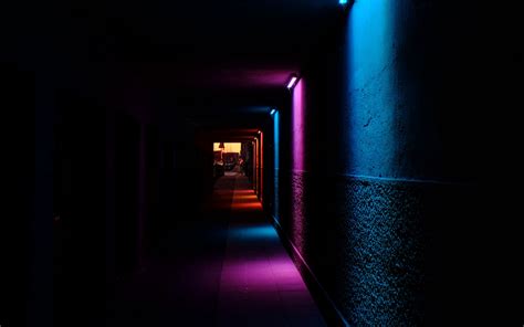 Download Wallpaper 3840x2400 Tunnel Corridor Glow Dark 4k Ultra Hd