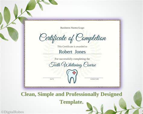 Design And Templates Stationery Paper Teeth Whitening Certificate Of