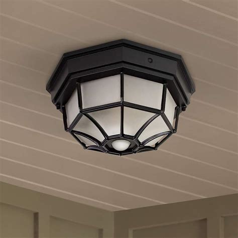Equipped with a motion sensor that ensure the light turns on when motion detected at night. Octagonal 12" Wide Black Motion Sensor Outdoor Ceiling ...