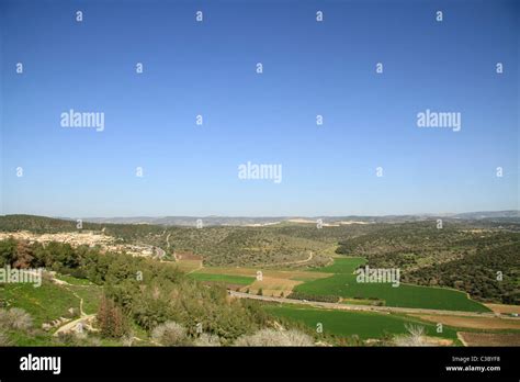 Israel Shephelah A View Of Haelah Valley From Tel Azekah Stock Photo
