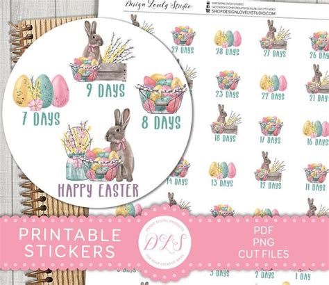 Printable Easter Countdown Stickers Easter Planner Countdown Etsy