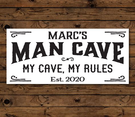 personalized man cave sign my cave my rules great t for him rustic sign