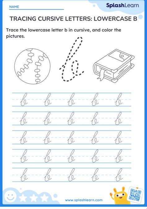 Tracing Cursive Letters Lowercase B Ela Worksheets Splashlearn