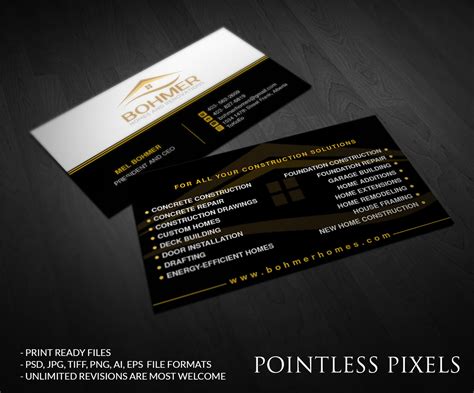 Bold Serious Home Builder Business Card Design For Bohmer Homes And