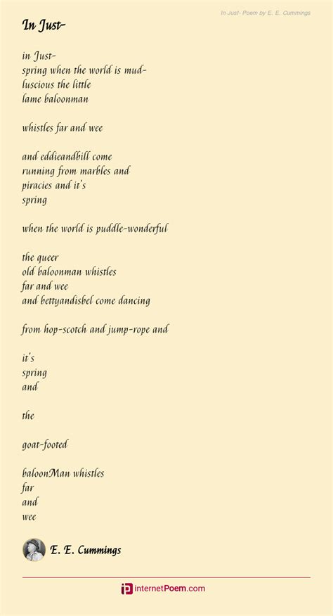In Just Poem By E E Cummings
