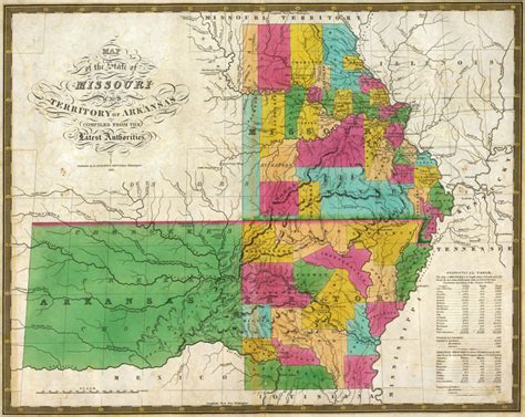 Missouri State And Arkansas Territory 1826 By Finley