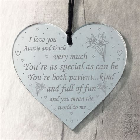 Auntie And Uncle Gift Heart Plaque Auntie Uncle Birthday Xmas