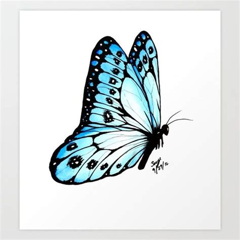 Blue Butterfly Art Print Butterfly Art Butterfly Art Print Blue