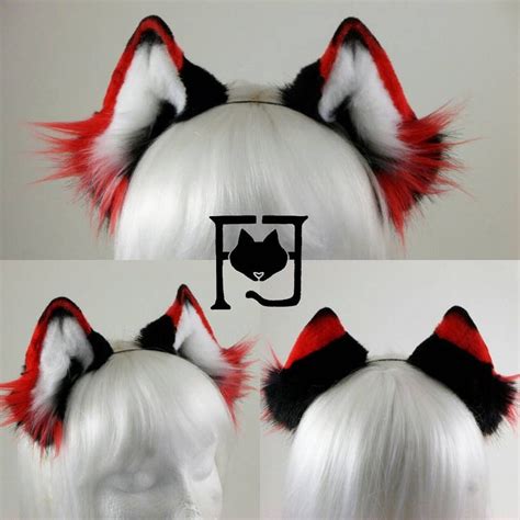 Custom Ordered Mini Wolf Ears In Black Red And White Please Note