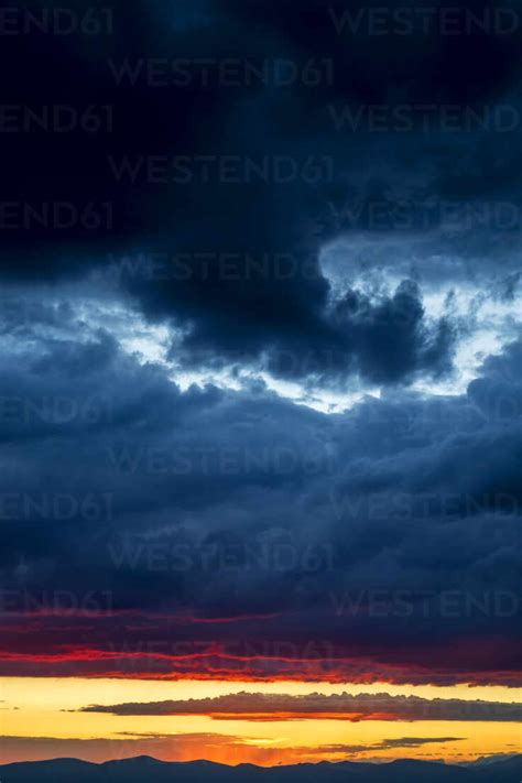 Dramatic Cloudy Sky During Sunset Stock Photo