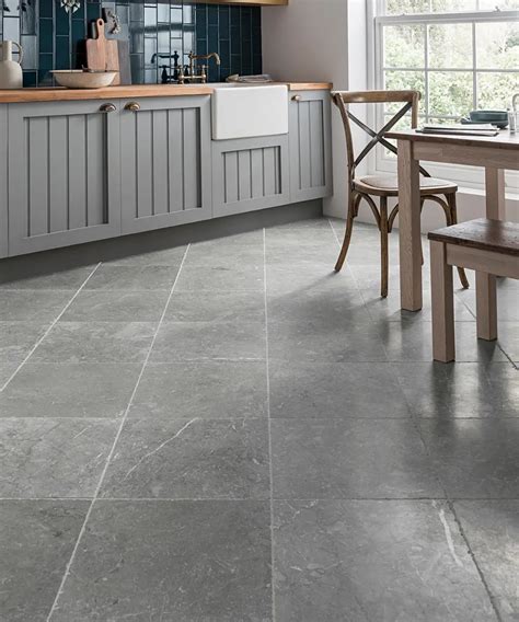 Mona Grey Honed Limestone Tile 40cm X 60cm Grey Kitchen Floor Grey