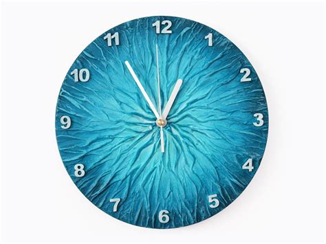 Blue Wall Clock Unique Clock Modern Wall Clock Turquoise Blue Decor