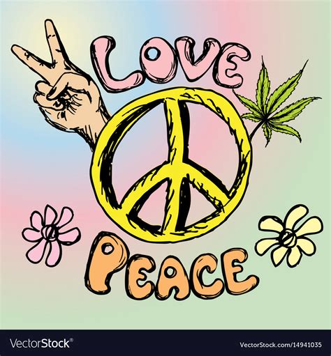 Hand Drawn Hippie Background Royalty Free Vector Image