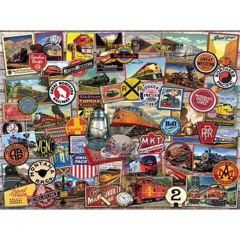 White Mountain All Aboard 1000 Piece Railroad Jigsaw Puzzle 30 X 24