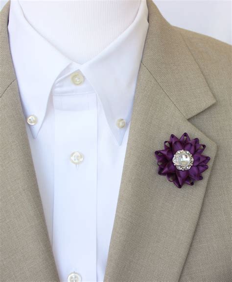 Mens Lapel Flower Pin Custom Lapel Pin Purple Boutonniere Etsy