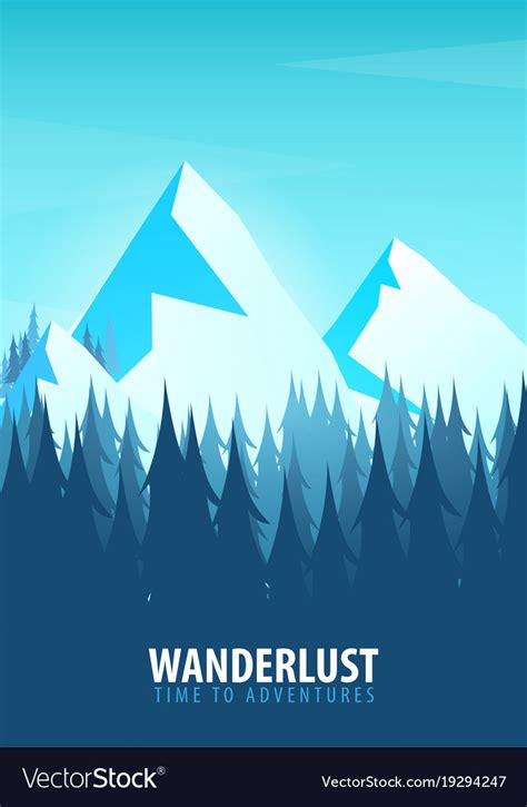 Mountains Poster Nature Landscape Background Vector Image