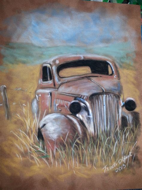 Pastel Painting Of Old Car Pastel Art Pastel Painting Painting