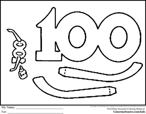 100th day coloring page free printable