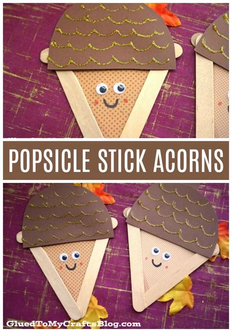 Popsicle Stick Acorn Fall Crafts For Kids Kindergarten Crafts