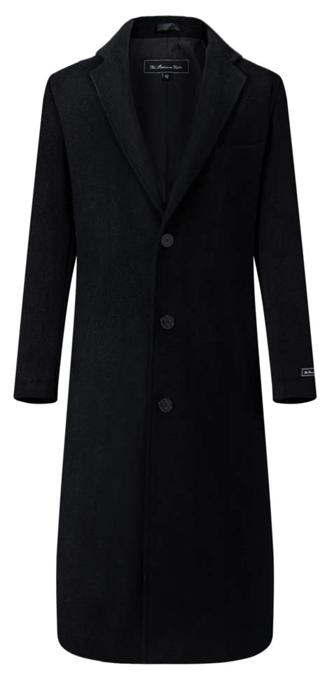 Mens Black Wool And Cashmere Long Classic Overcoat Long Coat Men