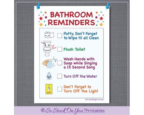 Bathroom Reminder For Kids Instant Download Printable