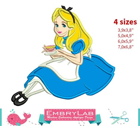 Applique Alice Alice In Wonderland Machine Embroidery Etsy