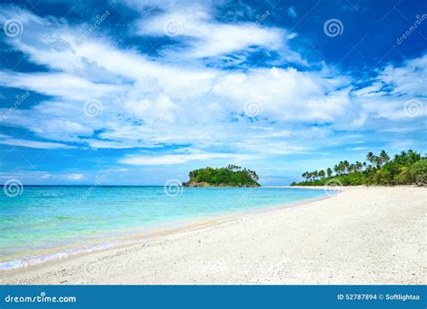 Beautiful Tropical Beach On The Background Of Palm Trees Island Stock