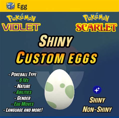 ⭐ Shiny Custom Eggs 6iv ⭐ Paldea Pokedex Pokemon Scarlet And Violet