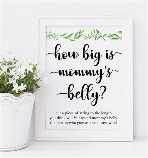 Guess Mommys Belly Size Game Baby Shower Games Etsy