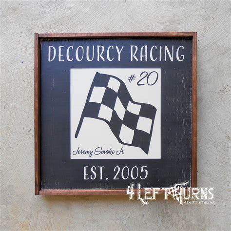 Vintage Look Personalized Race Team Established Painted Wood Sign Chec