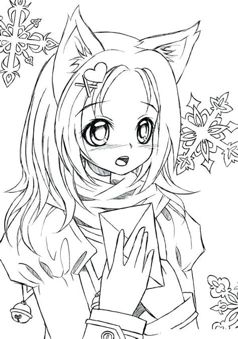 Kawaii Wolf Girl Coloring Page - Free Printable Coloring Pages for Kids