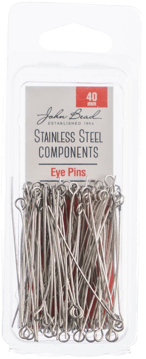 John Bead Stainless Steel Eye Pins 100pkg 40mm 665772175761 Ebay