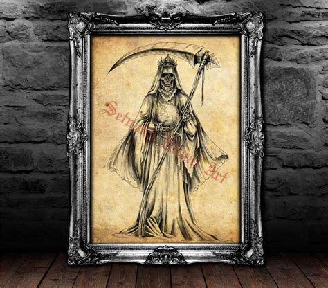 Santa Muerte Print Saint Death Poster Magic Illustration Etsy