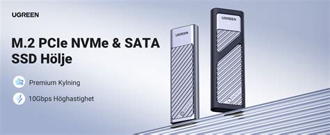 UGREEN M NVMe SATA SSD hölje USB Gen Gbps Aluminium M hölje med kyldyna för NVMe SSD