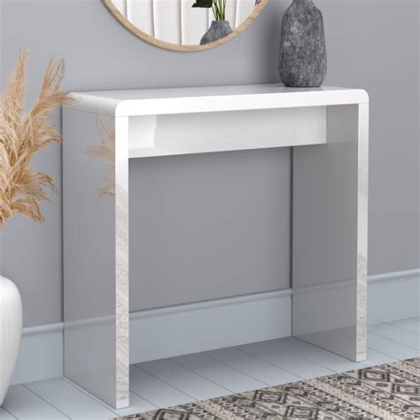 Slim Gloss Console Table In White Tiffany Furniture123